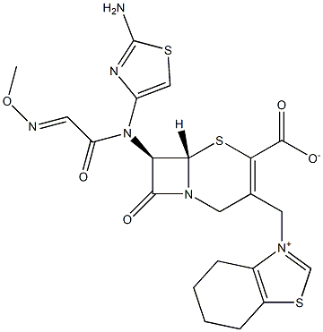 (7R)-7-[(2-Amino-4-thiazolyl)(methoxyimino)acetylamino]-3-[[[(4,5,6,7-tetrahydrobenzothiazol)-3-ium]-3-yl]methyl]cepham-3-ene-4-carboxylic acid Struktur