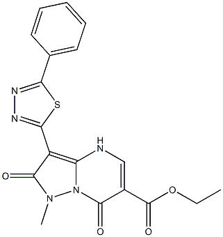 1-Methyl-3-(5-phenyl-1,3,4-thiadiazol-2-yl)-2,7(1H,4H)-dioxopyrazolo[1,5-a]pyrimidine-6-carboxylic acid ethyl ester Struktur