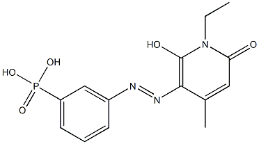 3-[[(1-Ethyl-4-methyl-1,2-dihydro-6-hydroxy-2-oxopyridin)-5-yl]azo]phenylphosphonic acid Struktur