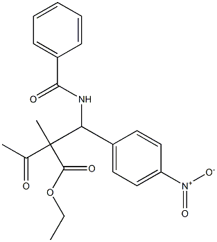 2-Methyl-2-[(benzoylamino)(4-nitrophenyl)methyl]-3-oxobutyric acid ethyl ester Struktur