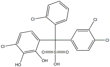 (2-Chlorophenyl)(3,4-dichlorophenyl)(4-chloro-2,3-dihydroxyphenyl)methanesulfonic acid Struktur