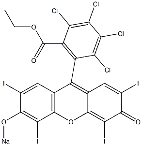 2,3,4,5-Tetrachloro-6-(2,4,5,7-tetraiodo-3-oxo-6-sodiooxy-3H-xanthen-9-yl)benzoic acid ethyl ester Struktur