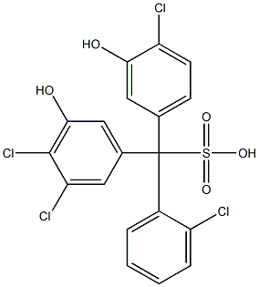 (2-Chlorophenyl)(4-chloro-3-hydroxyphenyl)(3,4-dichloro-5-hydroxyphenyl)methanesulfonic acid Struktur