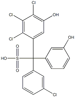 (3-Chlorophenyl)(2,3,4-trichloro-5-hydroxyphenyl)(3-hydroxyphenyl)methanesulfonic acid Struktur