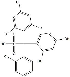 (2-Chlorophenyl)(2,4,6-trichlorophenyl)(2,4-dihydroxyphenyl)methanesulfonic acid Struktur