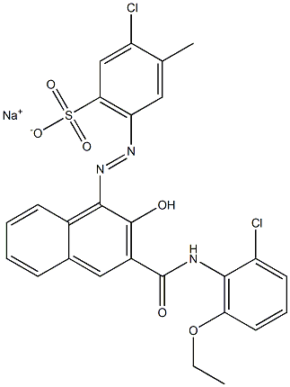 3-Chloro-4-methyl-6-[[3-[[(2-chloro-6-ethoxyphenyl)amino]carbonyl]-2-hydroxy-1-naphtyl]azo]benzenesulfonic acid sodium salt Struktur