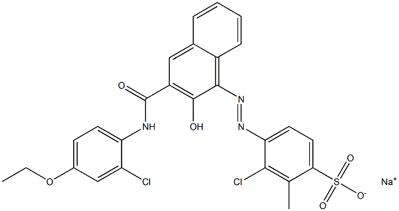 3-Chloro-2-methyl-4-[[3-[[(2-chloro-4-ethoxyphenyl)amino]carbonyl]-2-hydroxy-1-naphtyl]azo]benzenesulfonic acid sodium salt Struktur