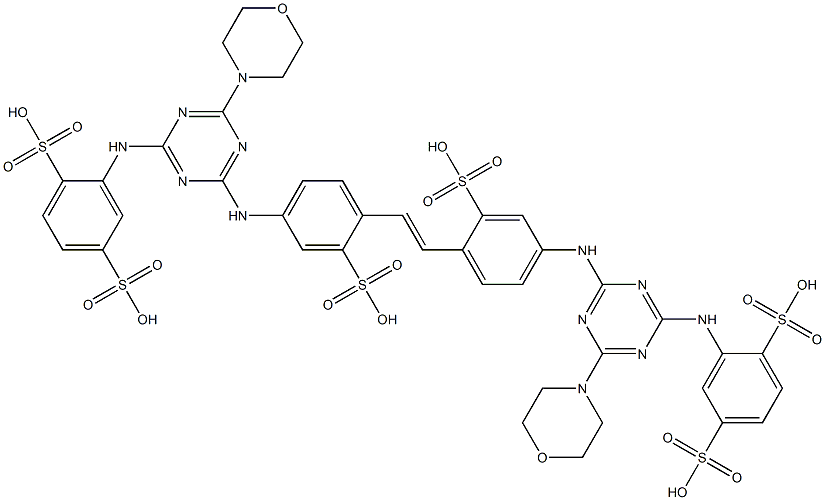 2,2'-[1,2-Ethenediylbis[(3-sulfo-4,1-phenylene)imino[6-(4-morpholinyl)-1,3,5-triazine-4,2-diyl]imino]]bis(1,4-benzenedisulfonic acid) Struktur