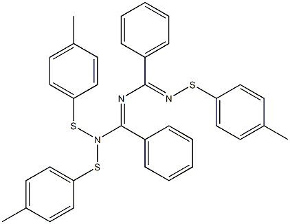 1,1,5-Tris[(4-methylphenyl)thio]-2,4-diphenyl-1,3,5-triaza-2,4-pentadiene Struktur