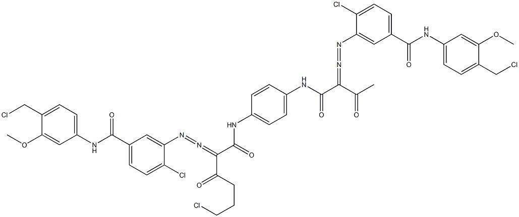 3,3'-[2-(2-Chloroethyl)-1,4-phenylenebis[iminocarbonyl(acetylmethylene)azo]]bis[N-[4-(chloromethyl)-3-methoxyphenyl]-4-chlorobenzamide] Struktur