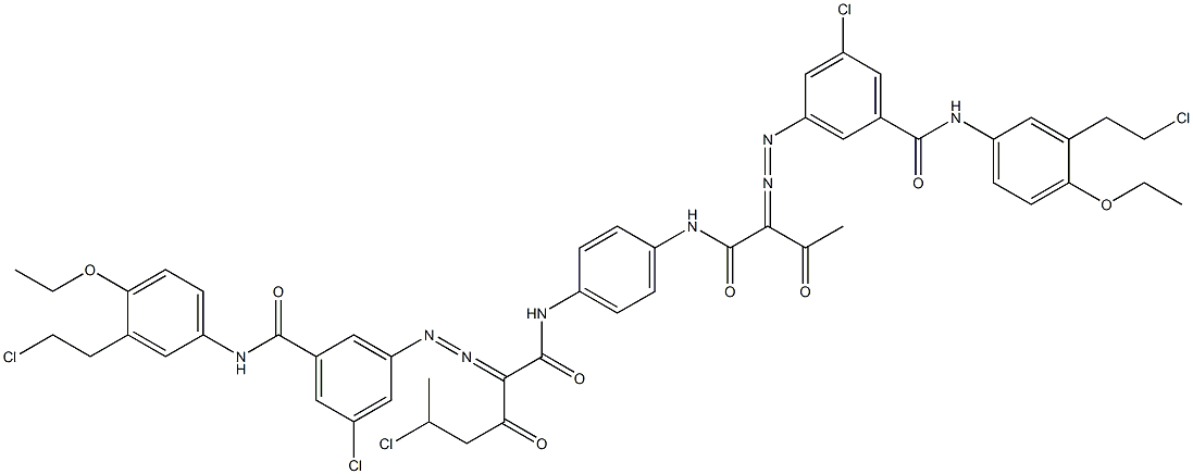 3,3'-[2-(1-Chloroethyl)-1,4-phenylenebis[iminocarbonyl(acetylmethylene)azo]]bis[N-[3-(2-chloroethyl)-4-ethoxyphenyl]-5-chlorobenzamide] Struktur