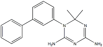 2,4-Diamino-6,6-dimethyl-5,6-dihydro-5-(3-phenylphenyl)-1,3,5-triazine Struktur