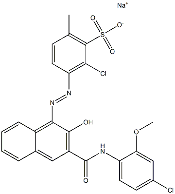 2-Chloro-6-methyl-3-[[3-[[(4-chloro-2-methoxyphenyl)amino]carbonyl]-2-hydroxy-1-naphtyl]azo]benzenesulfonic acid sodium salt Struktur