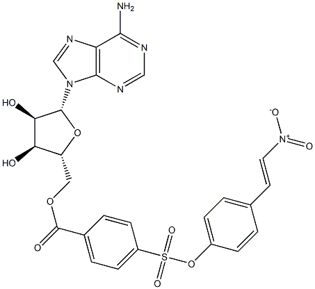 5'-O-[4-[4-[(E)-2-Nitroethenyl]phenoxysulfonyl]benzoyl]adenosine Struktur