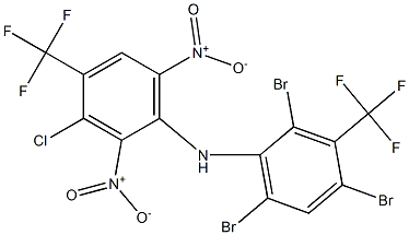 3-Chloro-4-trifluoromethyl-2,6-dinitro-N-[2,4,6-tribromo-3-trifluoromethylphenyl]benzenamine Struktur