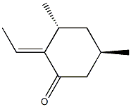 (2E,3R,5R)-2-Ethylidene-3,5-dimethylcyclohexan-1-one Struktur