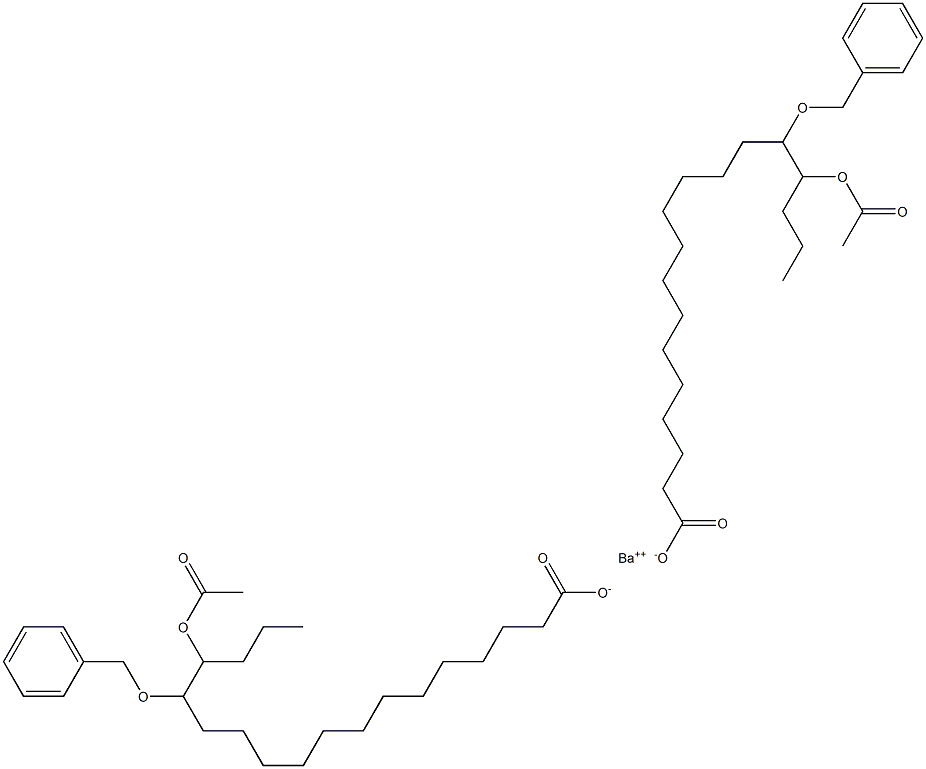 Bis(14-benzyloxy-15-acetyloxystearic acid)barium salt Struktur