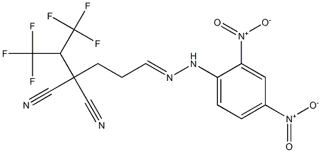 2-Cyano-2-[1-(trifluoromethyl)-2,2,2-trifluoroethyl]-5-[2-(2,4-dinitrophenyl)hydrazono]pentanenitrile Struktur