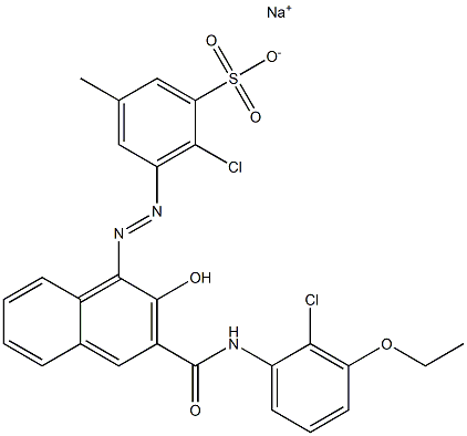 2-Chloro-5-methyl-3-[[3-[[(2-chloro-3-ethoxyphenyl)amino]carbonyl]-2-hydroxy-1-naphtyl]azo]benzenesulfonic acid sodium salt Struktur