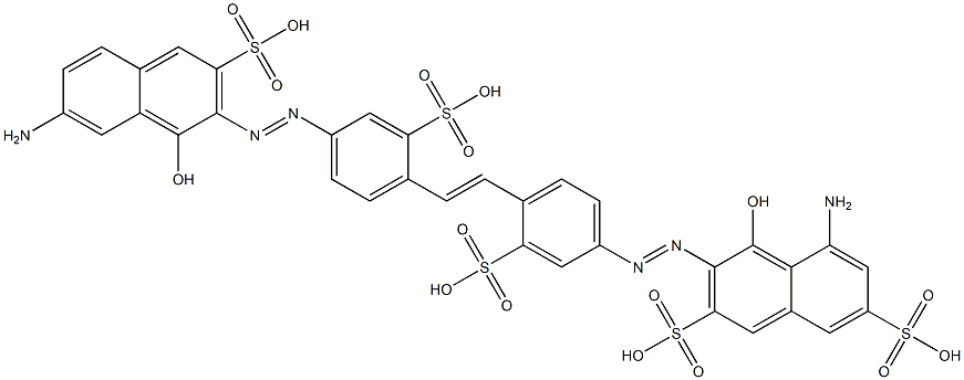 4-[(8-Amino-1-hydroxy-3,6-disulfo-2-naphtyl)azo]-4'-[(7-amino-1-hydroxy-3-sulfo-2-naphtyl)azo]-2,2'-stilbenedisulfonic acid Struktur