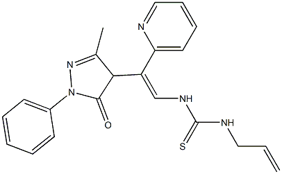 4-(2-Aza-1-phenyl-2-(((prop-2-enylamino)thioxomethyl)amino)vinyl)-3-methyl-1-phenyl-2-pyrazolin-5-one Struktur