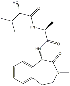 (S)-2-Hydroxy-3-methyl-N-((S)-1-((S)-3-methyl-2-oxo-2,3,4,5-tetrahydro-1H-benzo[d]azepin-1-ylamino)-1-oxopropan-2-yl)butanamide Struktur