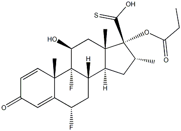 6A,9A-DIFLUORO-11BETA-HYDROXY-16A-METHYL-3-OXO-17A-(PROPIONYLOXY)-ANDROSTA-1,4-DIENE-17BETA-CARBOTHIOIC ACID Struktur