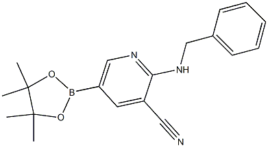 2-(benzylamino)-5-(4,4,5,5-tetramethyl-1,3,2-dioxaborolan-2-yl)pyridine-3-carbonitrile Struktur