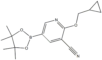 2-(cyclopropylmethoxy)-5-(4,4,5,5-tetramethyl-1,3,2-dioxaborolan-2-yl)pyridine-3-carbonitrile Struktur