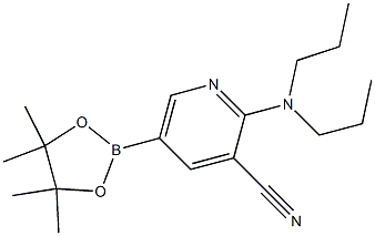 2-(dipropylamino)-5-(4,4,5,5-tetramethyl-1,3,2-dioxaborolan-2-yl)pyridine-3-carbonitrile Struktur