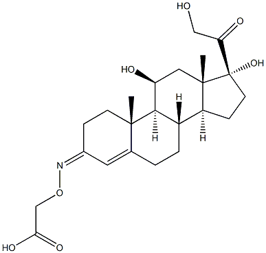 11-BETA,17-ALPHA,21-TRIHYDROXY-4-PREGNENE-3,20-DIONE 3-(O-CARBOXYMETHYL)OXIME Struktur