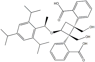 1,2-Cyclobutanedimethanol, 3-[(1R)-1-[2,4,6-tris(1-methylethyl)phenyl]ethoxy]-, 1,2-dibenzoate, (1S,2S,3S)- Struktur