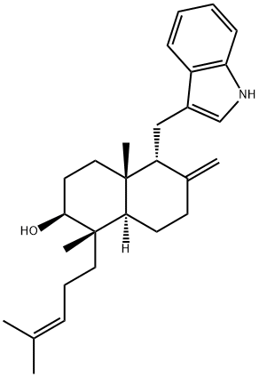 (1S,8aα)-Decahydro-5α-(1H-indol-3-ylmethyl)-1β,4aβ-dimethyl-6-methylene-1-(4-methyl-3-pentenyl)naphthalen-2β-ol Struktur