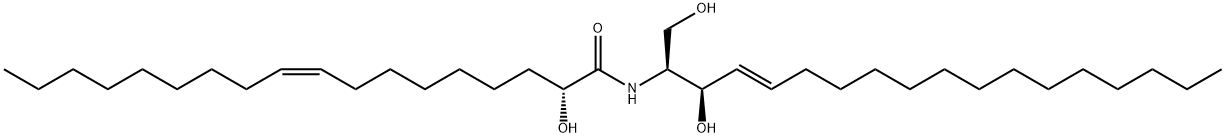 9-Octadecenamide, 2-hydroxy-N-[(1S,2R,3E)-2-hydroxy-1-(hydroxymethyl)-3-heptadecen-1-yl]-, (2R,9Z)- Struktur