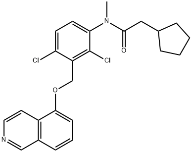 Cyclopentaneacetamide, N-[2,4-dichloro-3-[(5-isoquinolinyloxy)methyl]phenyl]-N-methyl- Struktur