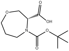 1,4-Oxazepine-3,4(5H)-dicarboxylic acid, tetrahydro-, 4-(1,1-dimethylethyl) ester, (3R)- Struktur