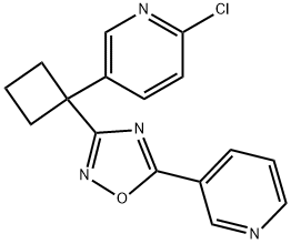 Pyridine, 2-chloro-5-[1-[5-(3-pyridinyl)-1,2,4-oxadiazol-3-yl]cyclobutyl]- Struktur