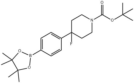 1-Piperidinecarboxylic acid, 4-fluoro-4-[4-(4,4,5,5-tetramethyl-1,3,2-dioxaborolan-2-yl)phenyl]-, 1,1-dimethylethyl ester Struktur