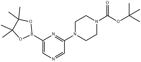 1-Piperazinecarboxylic acid, 4-[6-(4,4,5,5-tetramethyl-1,3,2-dioxaborolan-2-yl)-2-pyrazinyl]-, 1,1-dimethylethyl ester Struktur