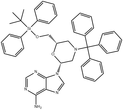 7-O-(tert-butyldiphenylsilyl)-N-trityl morpholinoadenosine Struktur