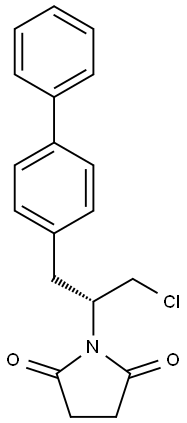 2,5-Pyrrolidinedione, 1-[(1R)-2-[1,1'-biphenyl]-4-yl-1-(chloromethyl)ethyl]- Struktur