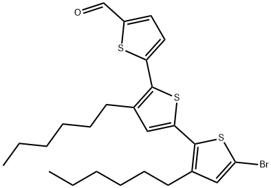 [2,2':5',2''-Terthiophene]-5-carboxaldehyde, 5''-bromo-3',3''-dihexyl- Struktur