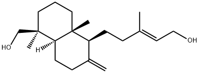 [1S,8aα,(+)]-Decahydro-5β-[(E)-5-hydroxy-3-methyl-3-pentenyl]-1,4aβ-dimethyl-6-methylene-1-naphthalenemethanol Struktur