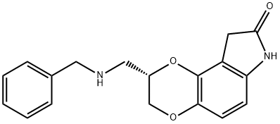 8H-1,4-Dioxino[2,3-e]indol-8-one, 2,3,7,9-tetrahydro-2-[[(phenylmethyl)amino]methyl]-, (2S)- Struktur