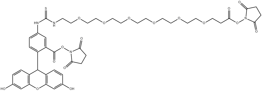 Fluorescein-PEG6-bis-NHS ester Struktur