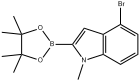 1H-Indole, 4-bromo-1-methyl-2-(4,4,5,5-tetramethyl-1,3,2-dioxaborolan-2-yl)- Struktur