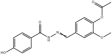 4-[2-(4-hydroxybenzoyl)carbonohydrazonoyl]-2-methoxyphenyl acetate Struktur