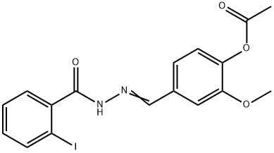 4-[2-(2-iodobenzoyl)carbonohydrazonoyl]-2-methoxyphenyl acetate Struktur