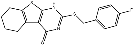 2-[(4-fluorophenyl)methylsulfanyl]-5,6,7,8-tetrahydro-3H-[1]benzothiolo[2,3-d]pyrimidin-4-one Struktur