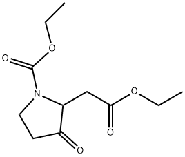 2-Pyrrolidineacetic acid, 1-(ethoxycarbonyl)-3-oxo-, ethyl ester Struktur